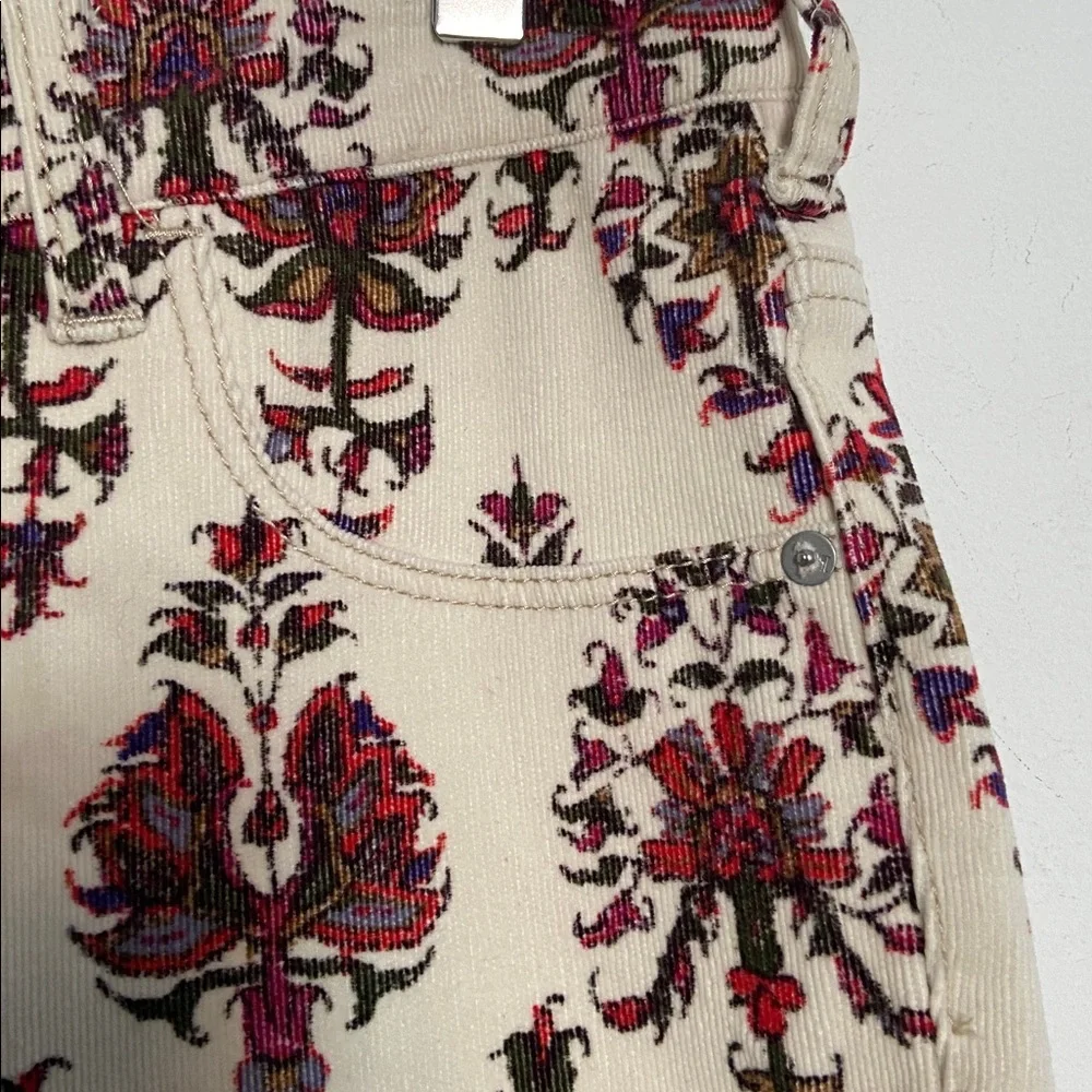 NWOT Anthropologie Pilcro cream corduroy boho printed bootcut jeans